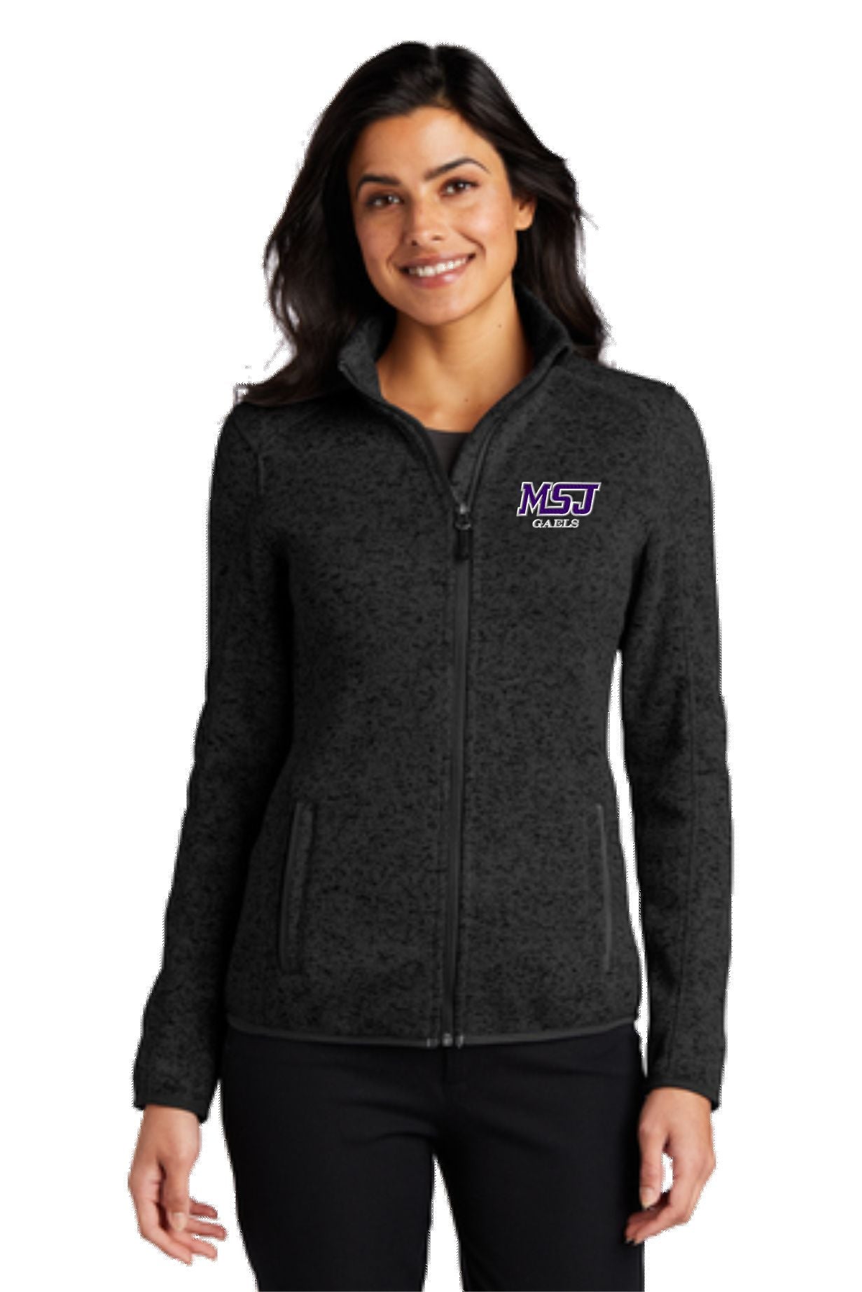 Women's Sweater Fleece Jacket | Black Heather