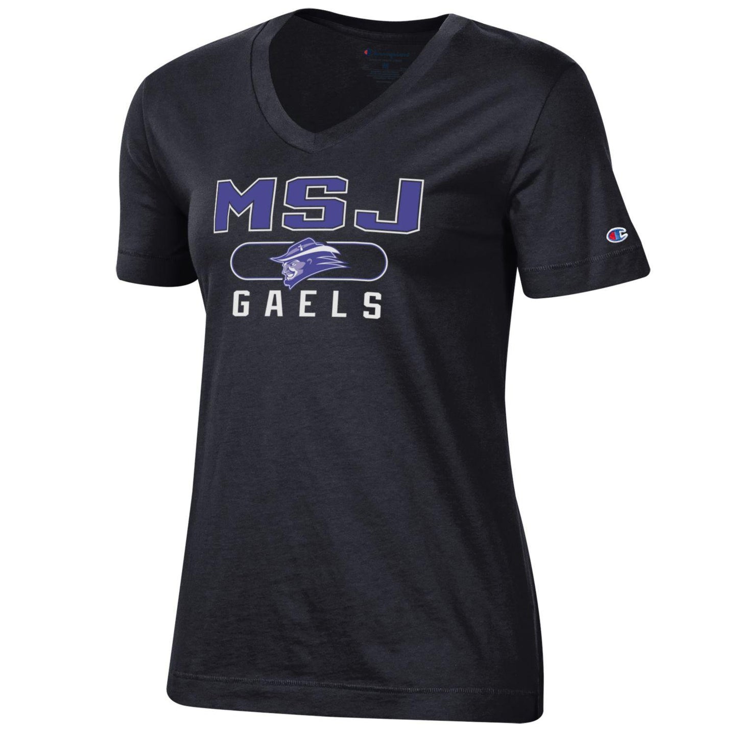 Champion Women's University II V-Neck T-Shirt | Black