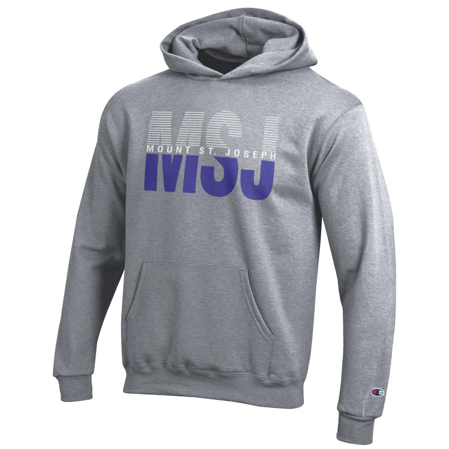 Champion Youth Powerblend Pullover Hood | Heather Gray or Purple