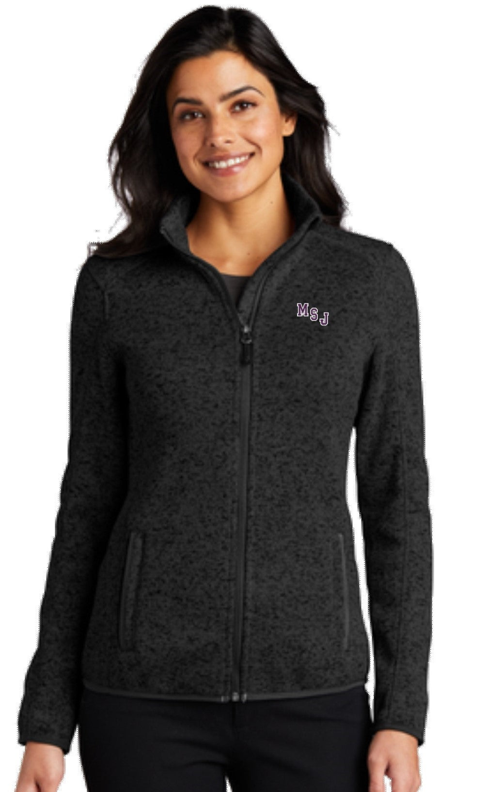 Women's Sweater Fleece Jacket  Black Heather – Mount Saint Joseph High  School Store
